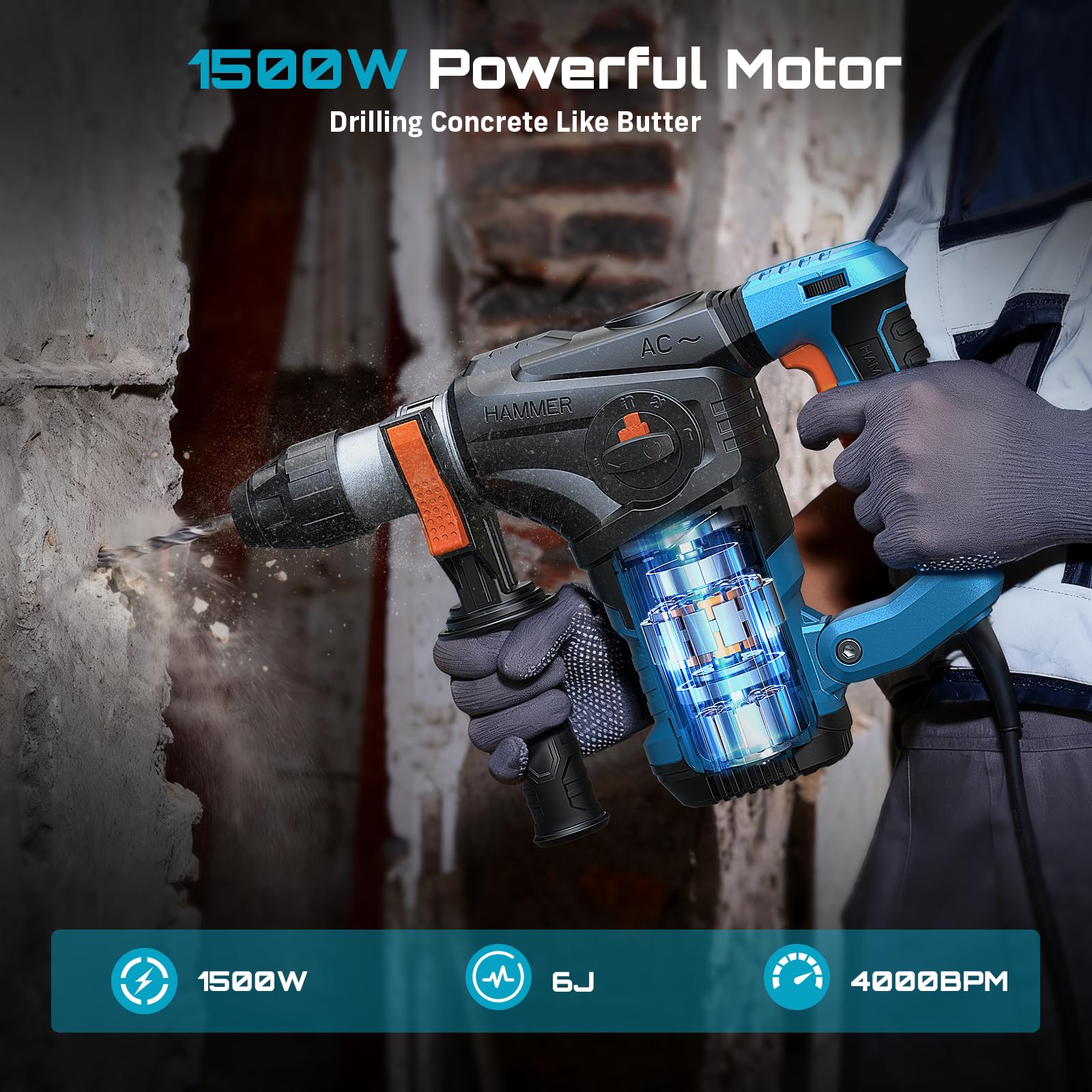 Seesii rotary hammer 4-function dial highlights versatility