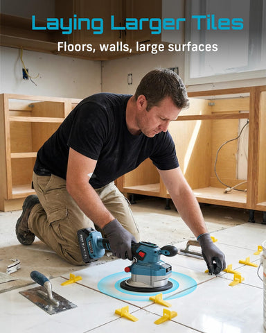 SEESII tile vibration tool showing 10-speed control for precise adjustments