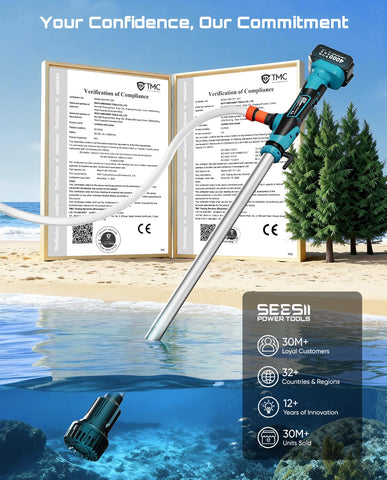 SEESII versatile pump suitable for pools, ponds, boats, and yards