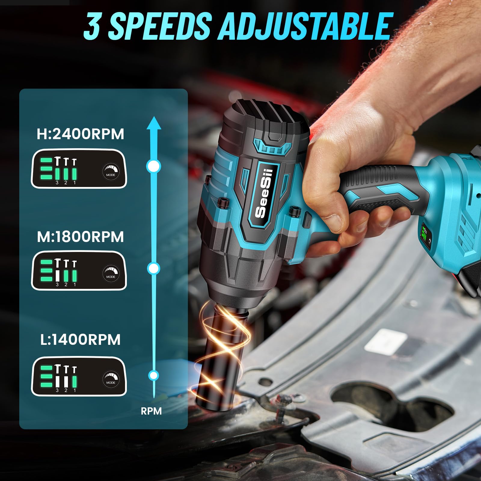 Seesii WH760 torque 1000Nm enables stubborn fasteners with control.