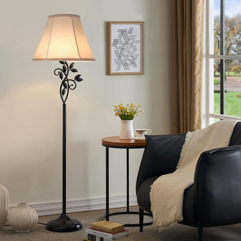SEEYUAN KD shades add a calm white glow to living room lamps.