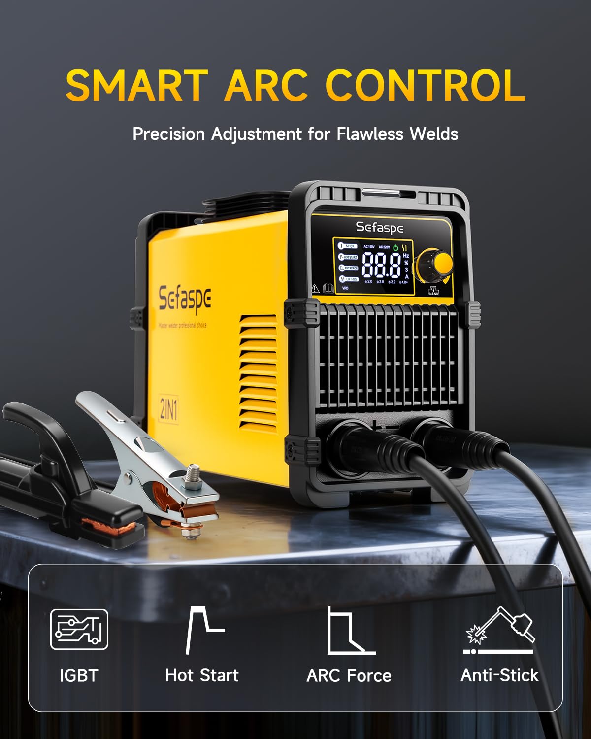 Sefaspe Stick Welder arc-force adjustment for arc stability during welding