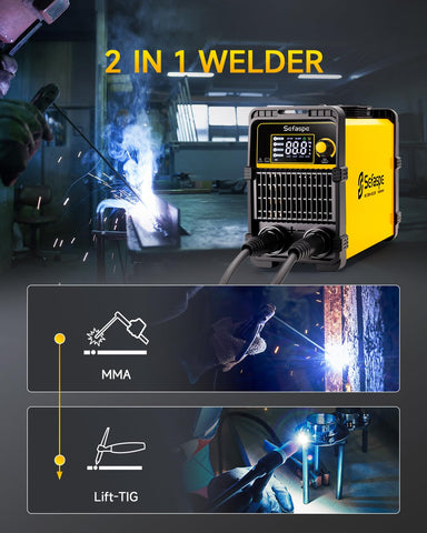 Sefaspe Stick Welder control panel with synergic settings for easy electrode matching