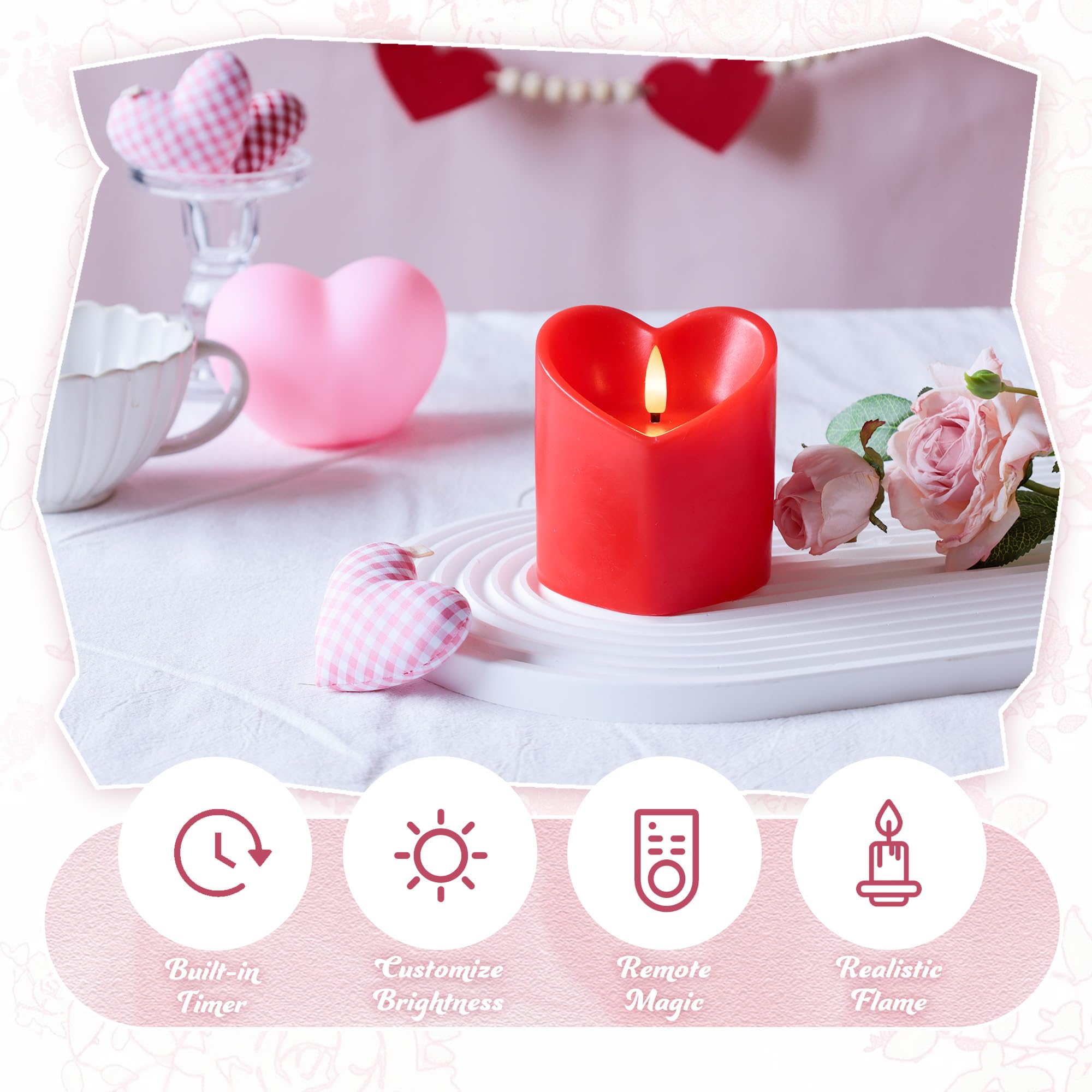 SEHNSY 3D flame heart LED candle with lifelike glow