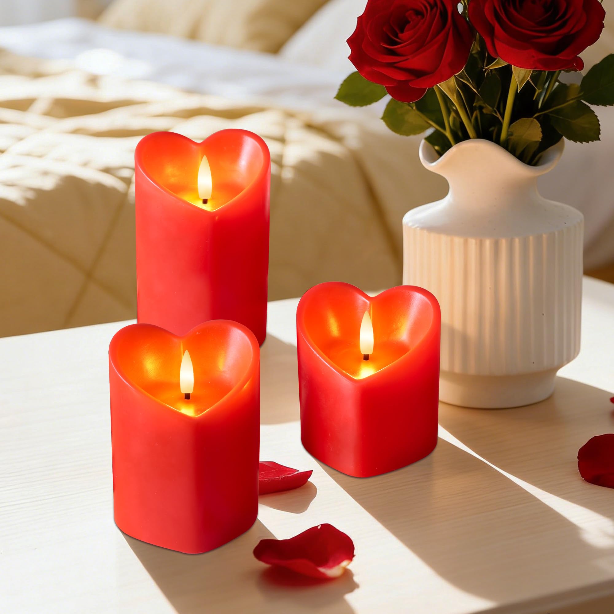 SEHNSY cordless battery-powered heart candle for easy setup