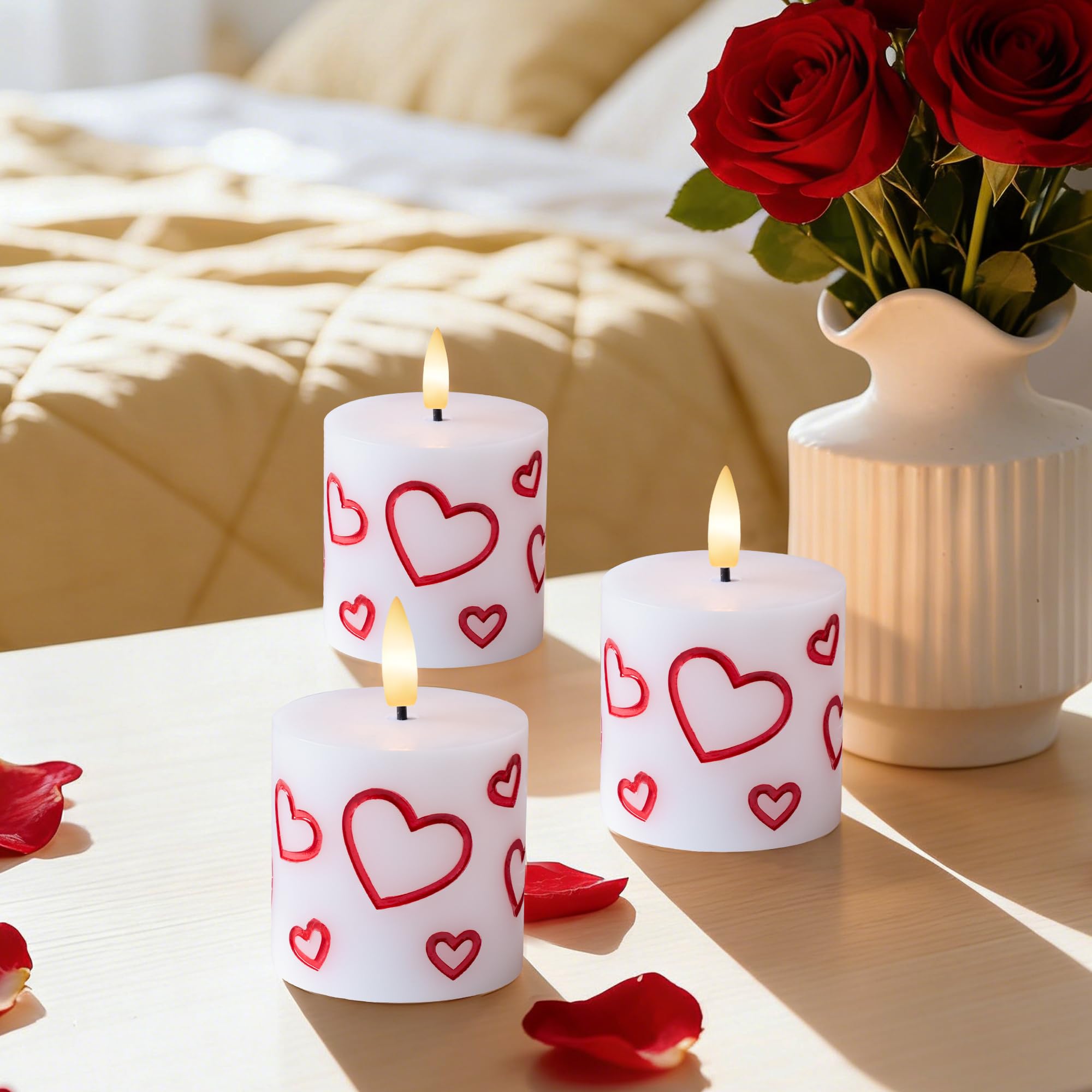 SEHNSY Valentine decor candles for table, mantel, or nightstand setups.