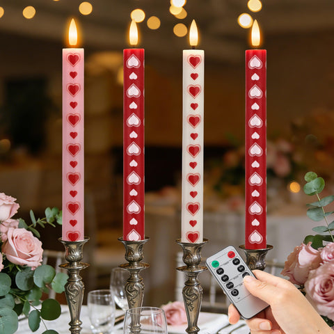 SEHNSY Valentines heart taper candles set for romantic table decor.