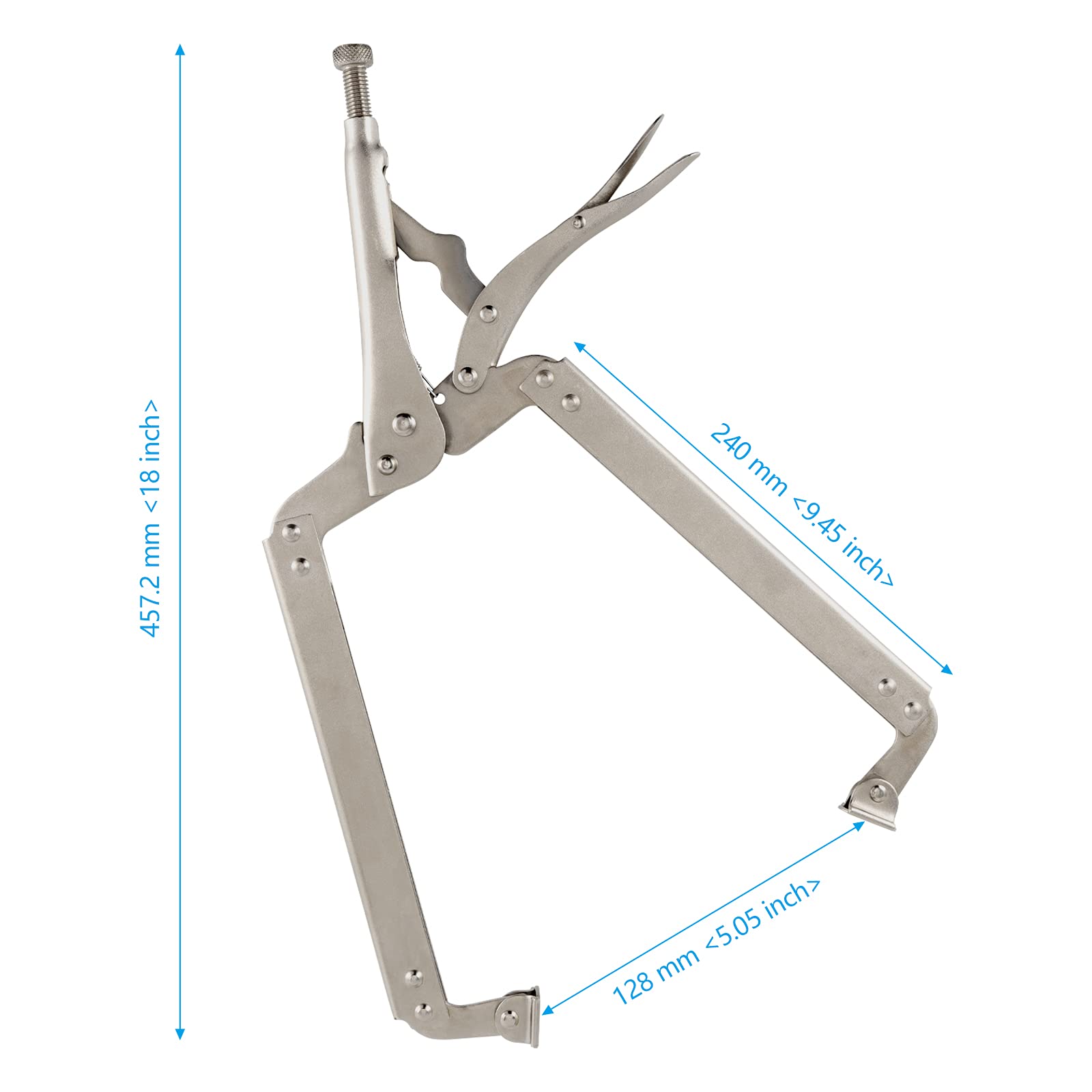 SEHOI 18-inch clamp with swivel pads side angle showing ergonomic grip