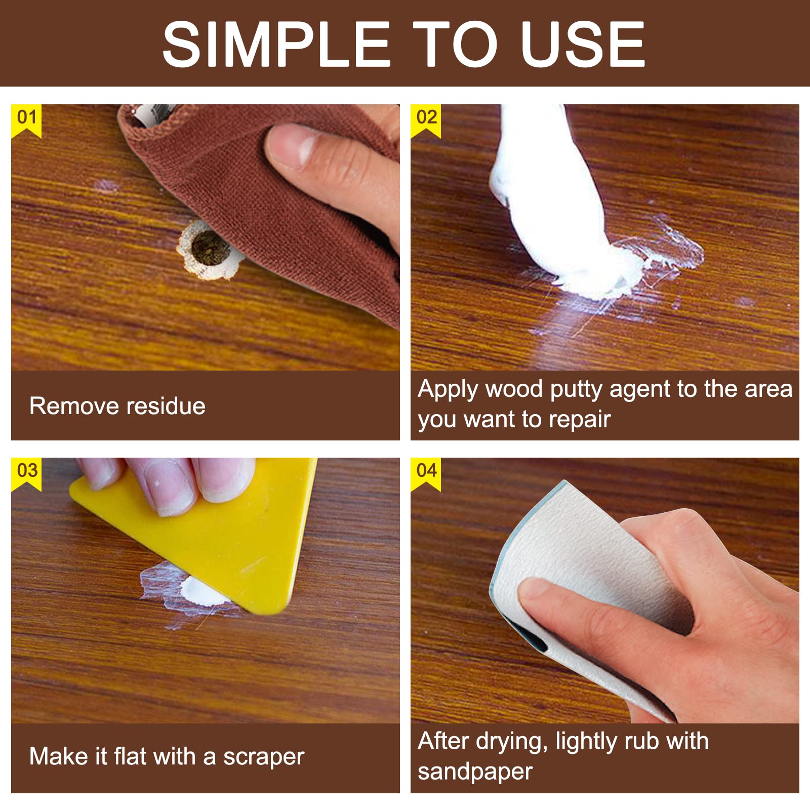 SEISSO Wood Putty and sandpaper included for seamless finish.