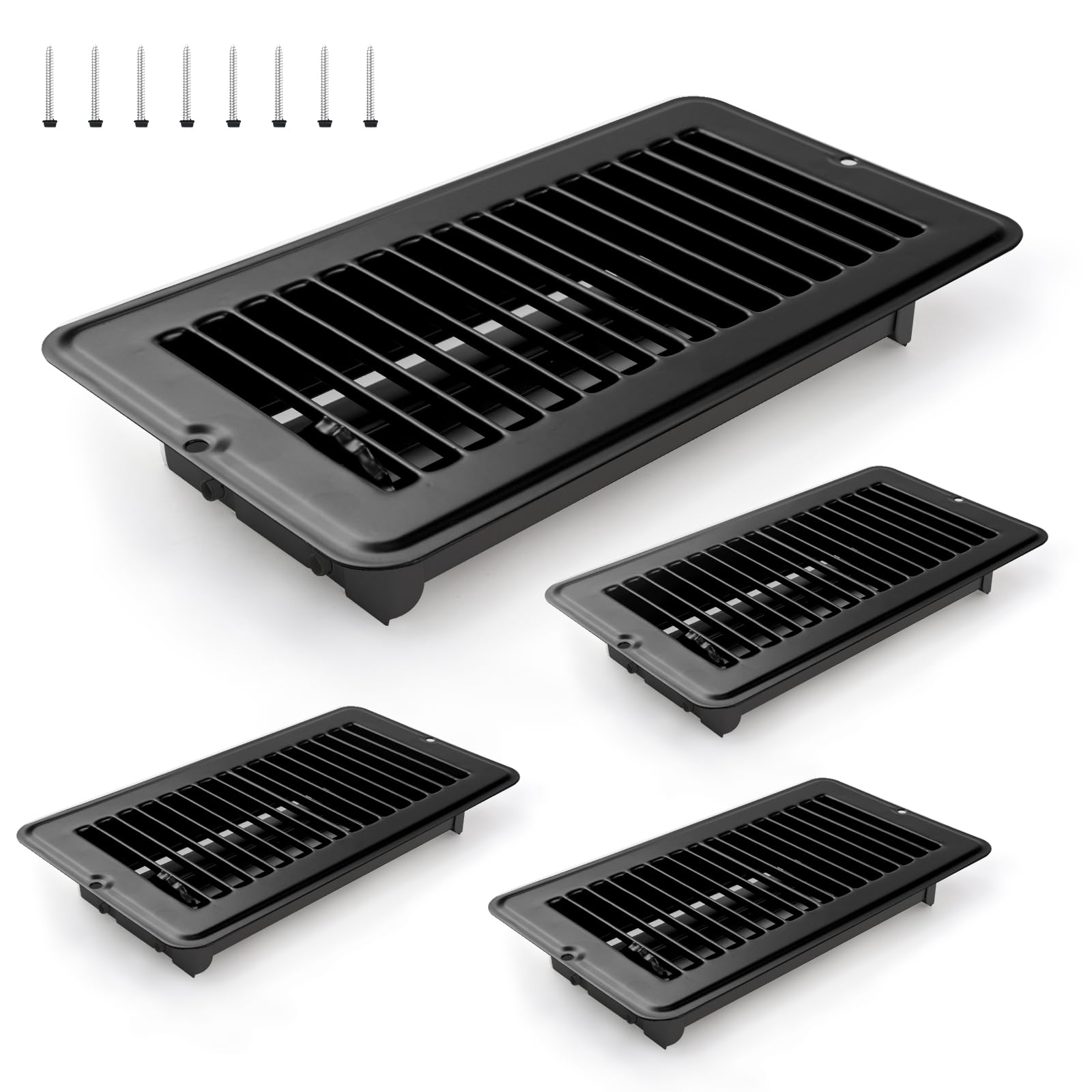 Sel Natural 4x8 floor register vent in black with quick assembly for easy replacement