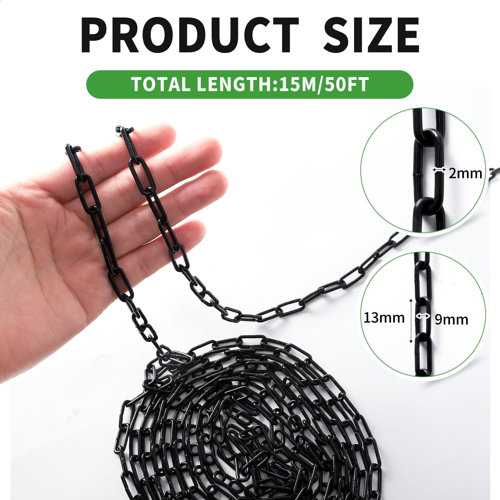 Sel Natural heavy-duty welded chain showing durable construction for lamps and plants