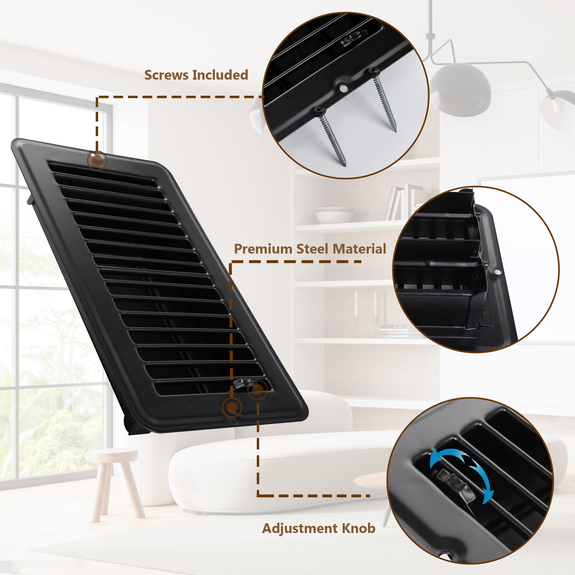 Sel Natural RV and mobile home floor vent demonstrating durable airflow control