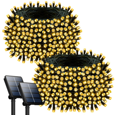 Selarlyt 200 LED solar Christmas lights outdoors for bright, energy-efficient garden decoration.