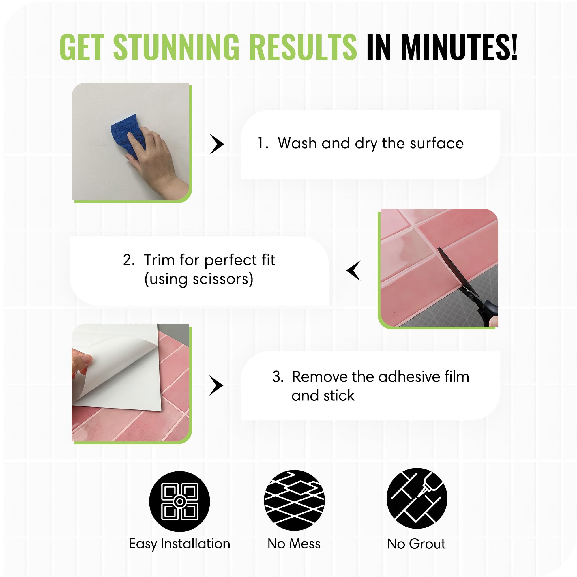 SELECT LIGHTING green strong adhesive backing sticks to smooth walls