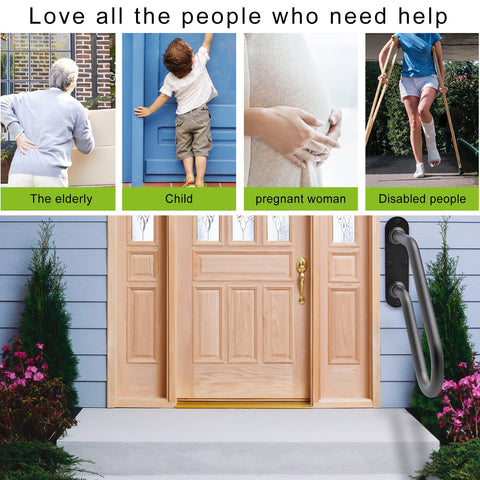 Dual-level U-shaped handrail offers comfortable grip for varying heights.