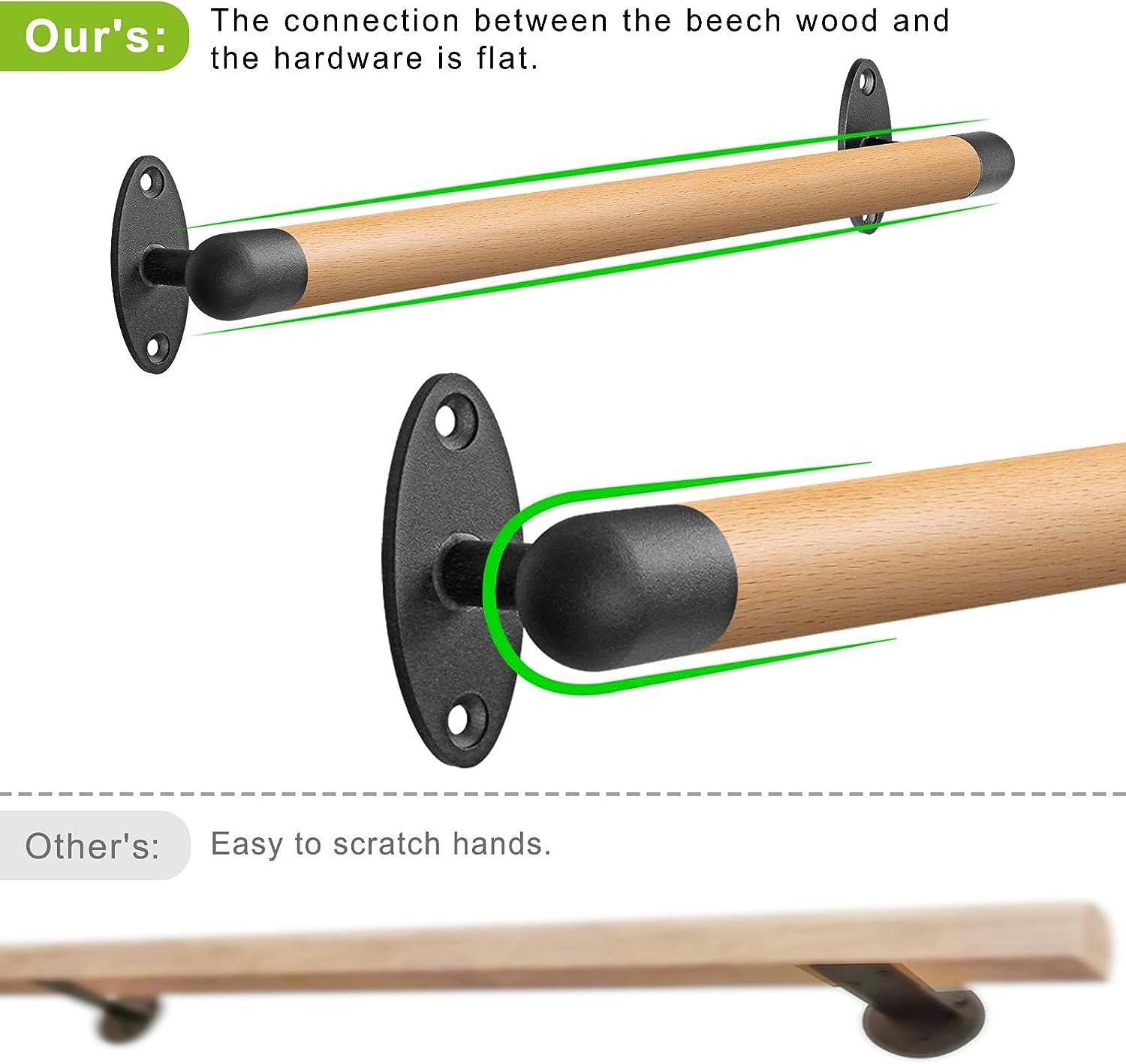 SELEWARE round-edge handrail ends improve child safety on stairs