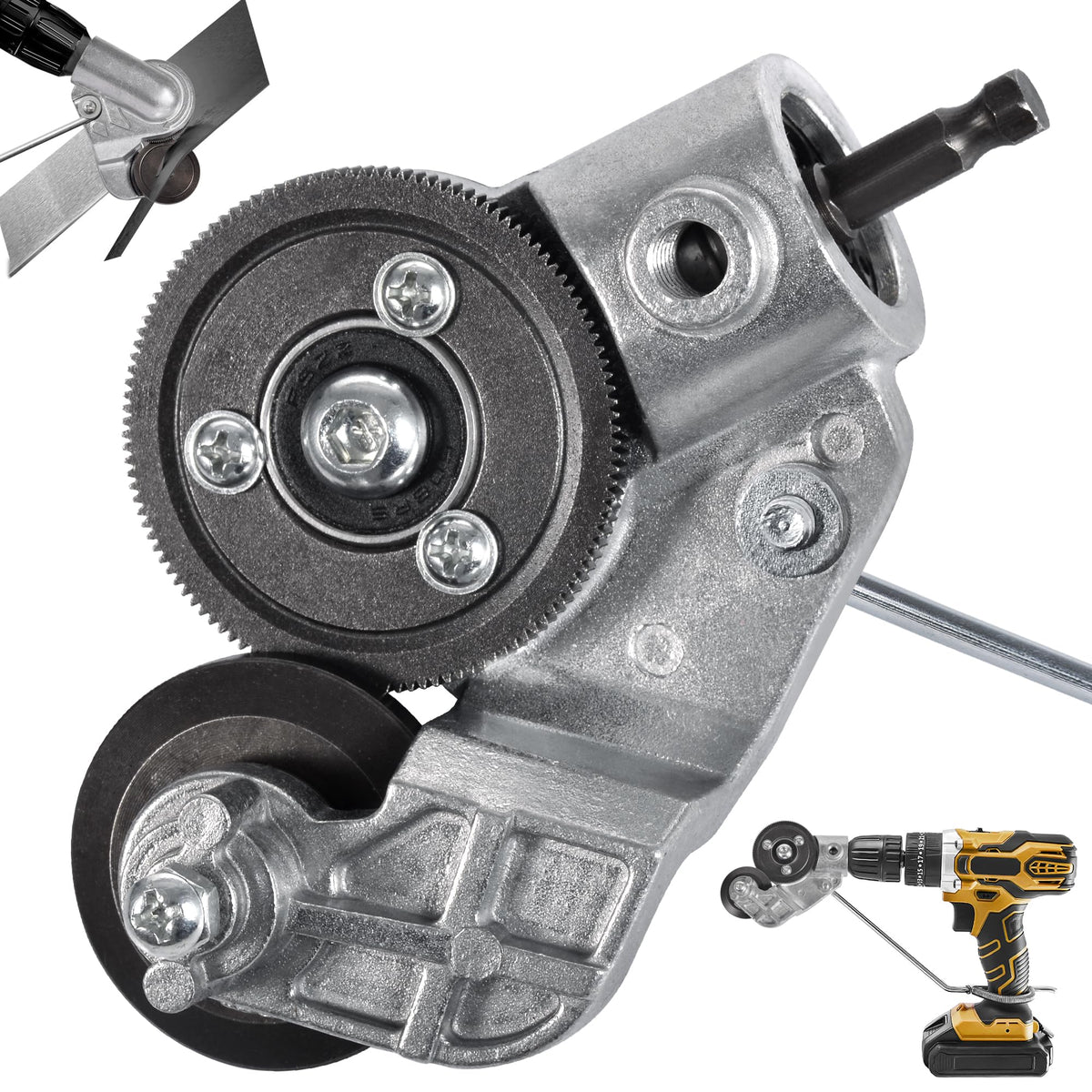 Selumie electric drill plate cutter in action delivering precise metal cuts for DIY projects.