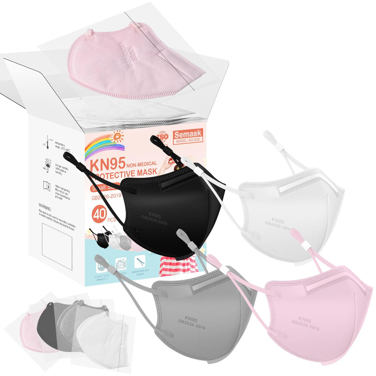 Semask Kids KN95 40-pack box with individually wrapped masks for on-the-go protection