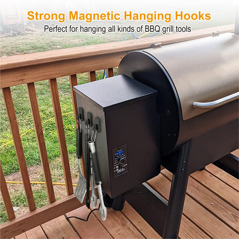 Semcide magnet hooks on fridge demonstrating kitchen organization and hanging capability