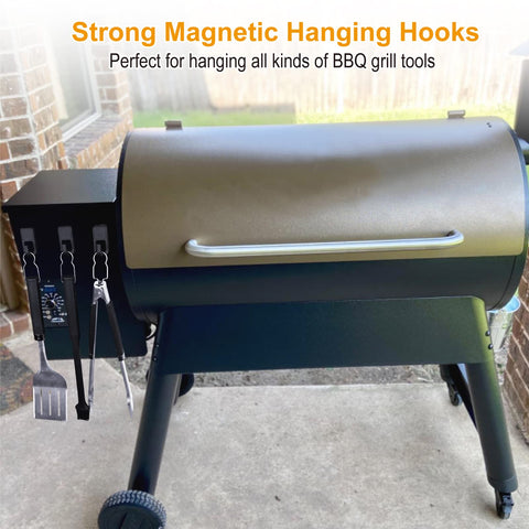 Semcide magnetic grill hooks easily attaching to grill exterior for quick access