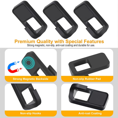 Semcide magnetic grill hooks with non-slip pads securing utensils on grill edge