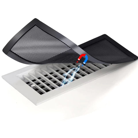 Semola magnetic vent covers on floor registers for secure fit and easy cleaning.