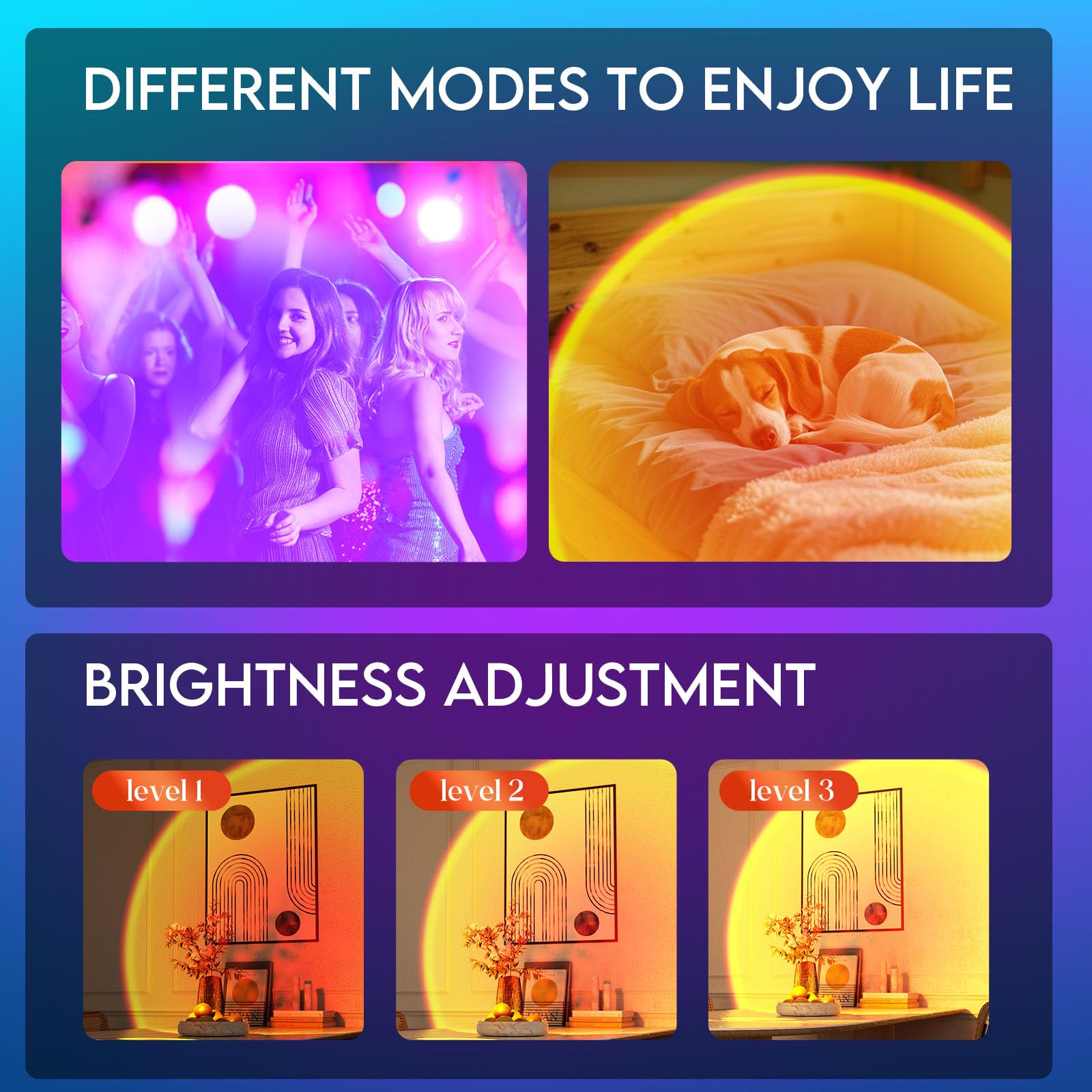 SEMRYICO Sunset Lamp Projector offers multicolor modes for mood lighting and photos