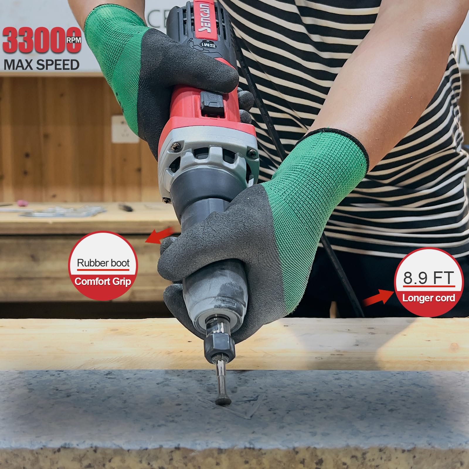 SENCAN Die Grinder with variable speed control for precise metal finishing.