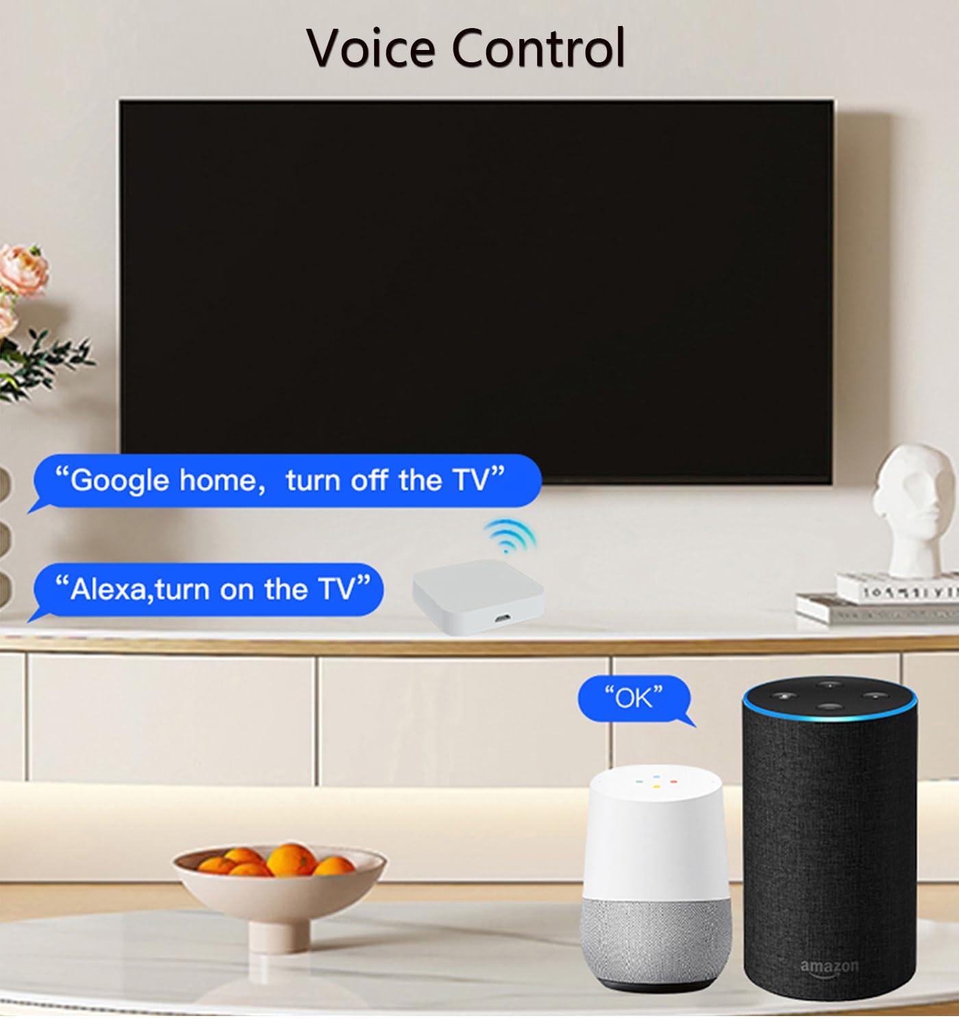 SENCKIT Smart Hub with voice control demonstrates hands-free operation via Alexa or Google.