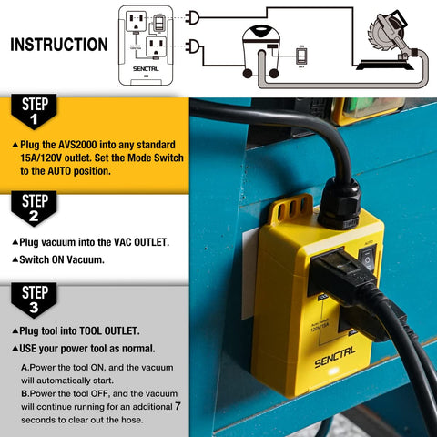 Senctrl AVS2000 connectivity supports various tools for integrated dust control