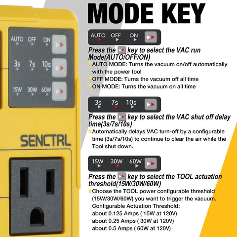Senctrl AVS3900 load sensing provides a safe one-second vacuum delay.