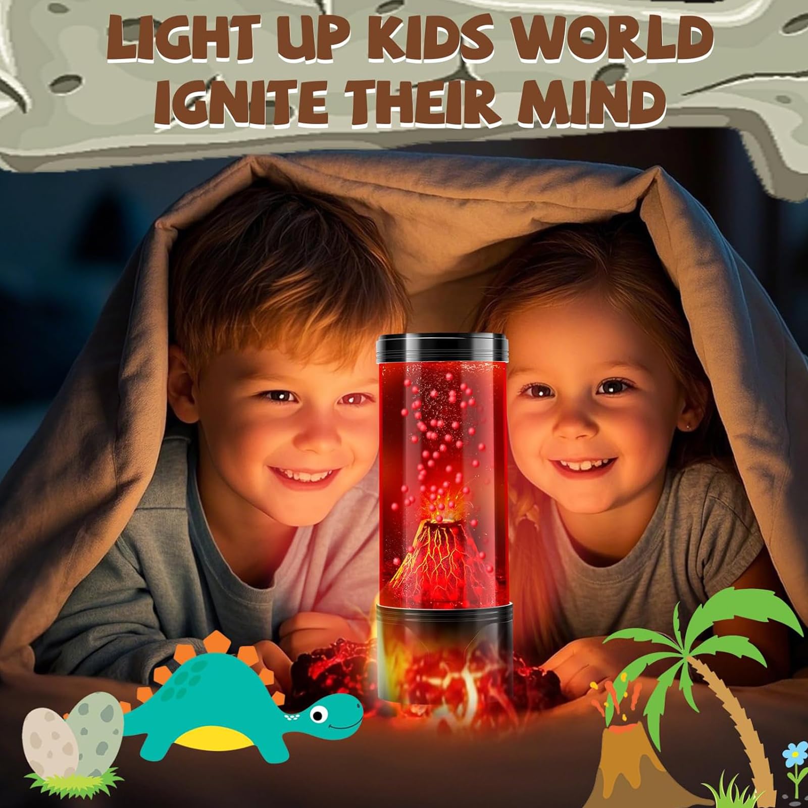 SENCU volcano lamp crater glow creates cozy bedroom mood for study or sleep.