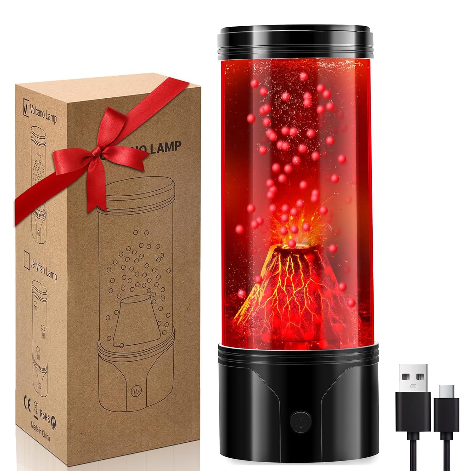 SENCU volcano lamp eruption beads glow for calming nighttime visuals.