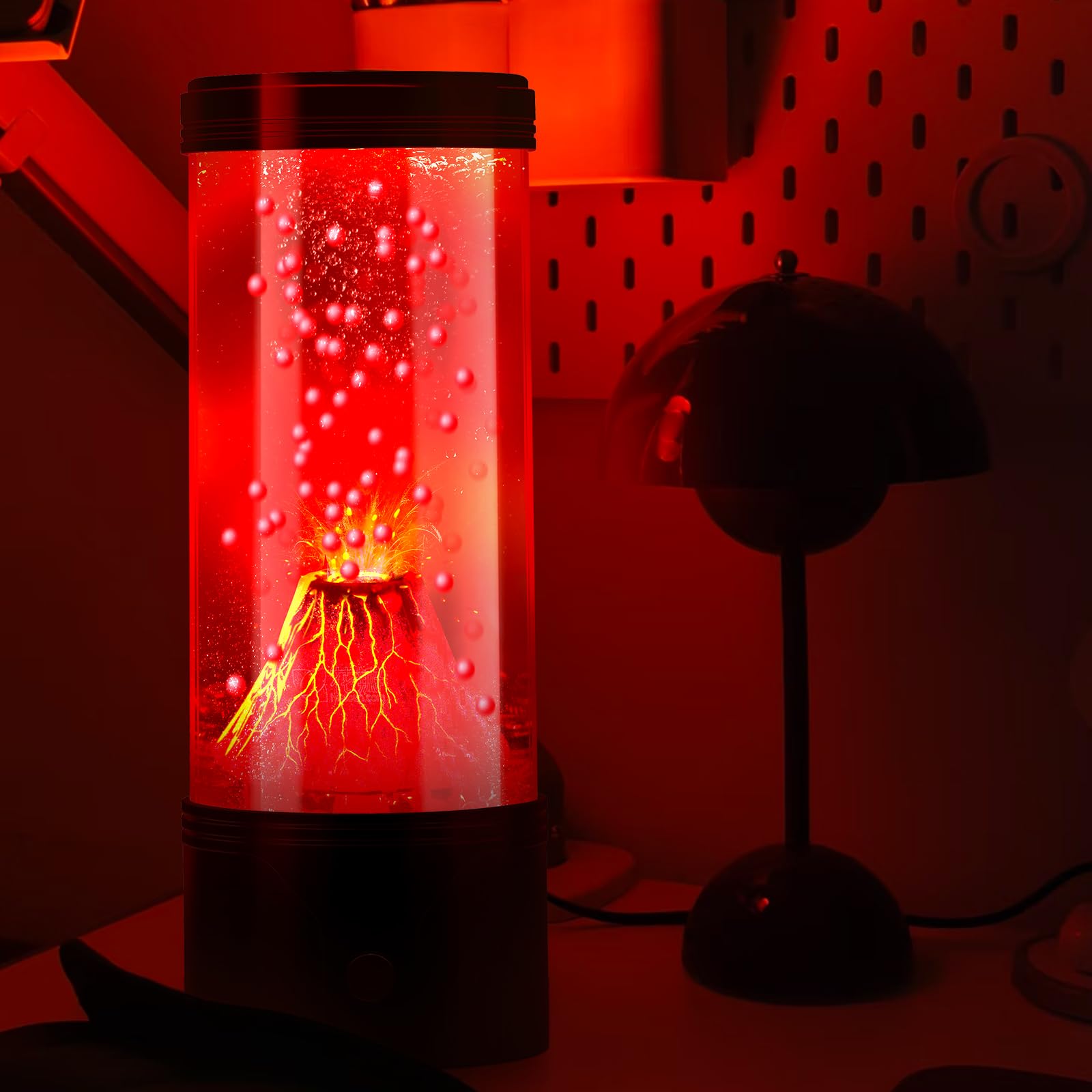 SENCU volcano lamp adds relaxing ambiance to desks or nightstands.