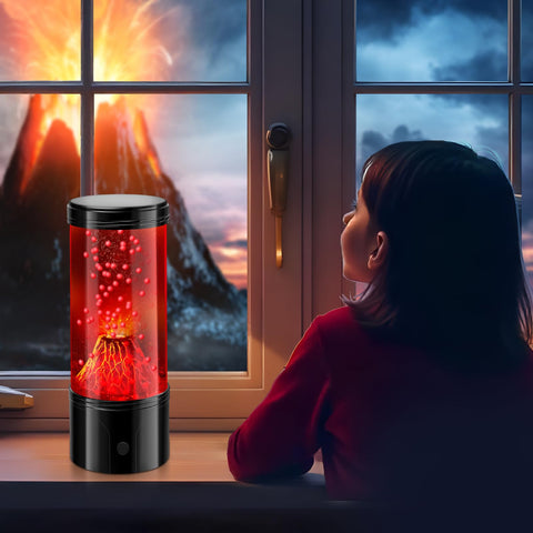 SENCU volcano lamp powered by USB-C or batteries for flexible placement.