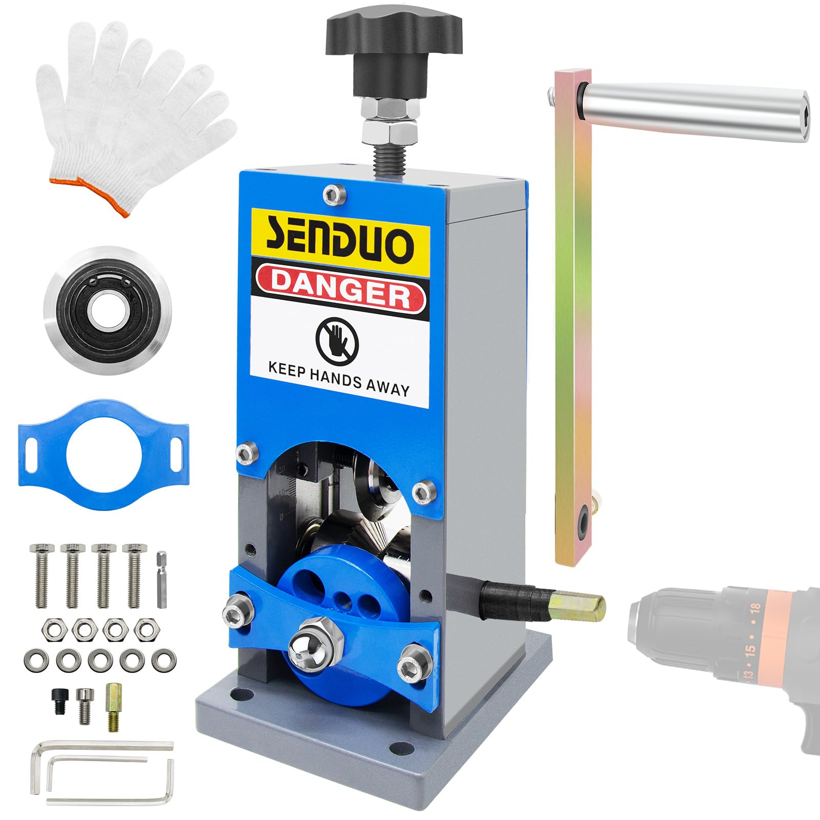 SENDUO wire stripper front view highlights durable aluminum body and easy manual operation.