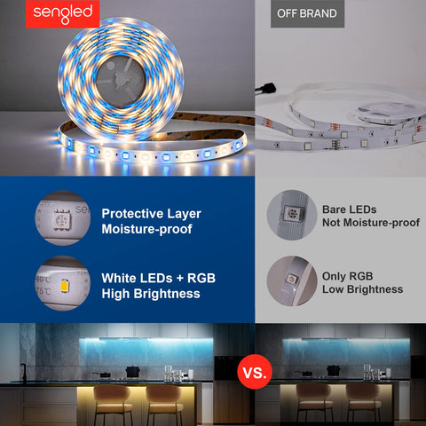 Sengled light strip in living room creating ambient color effects