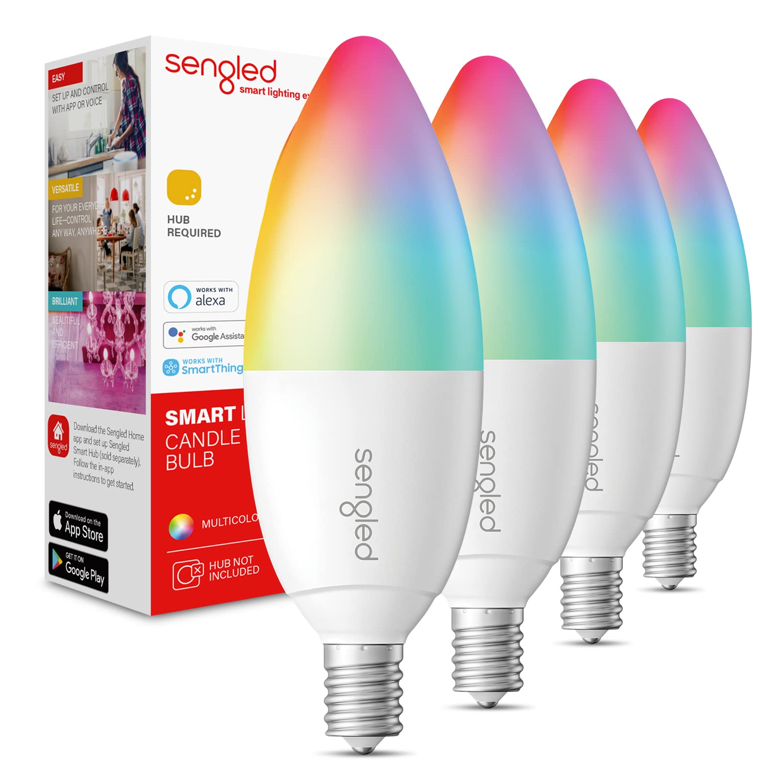 Sengled Zigbee smart candelabra bulbs front view for ambient lighting and easy control.