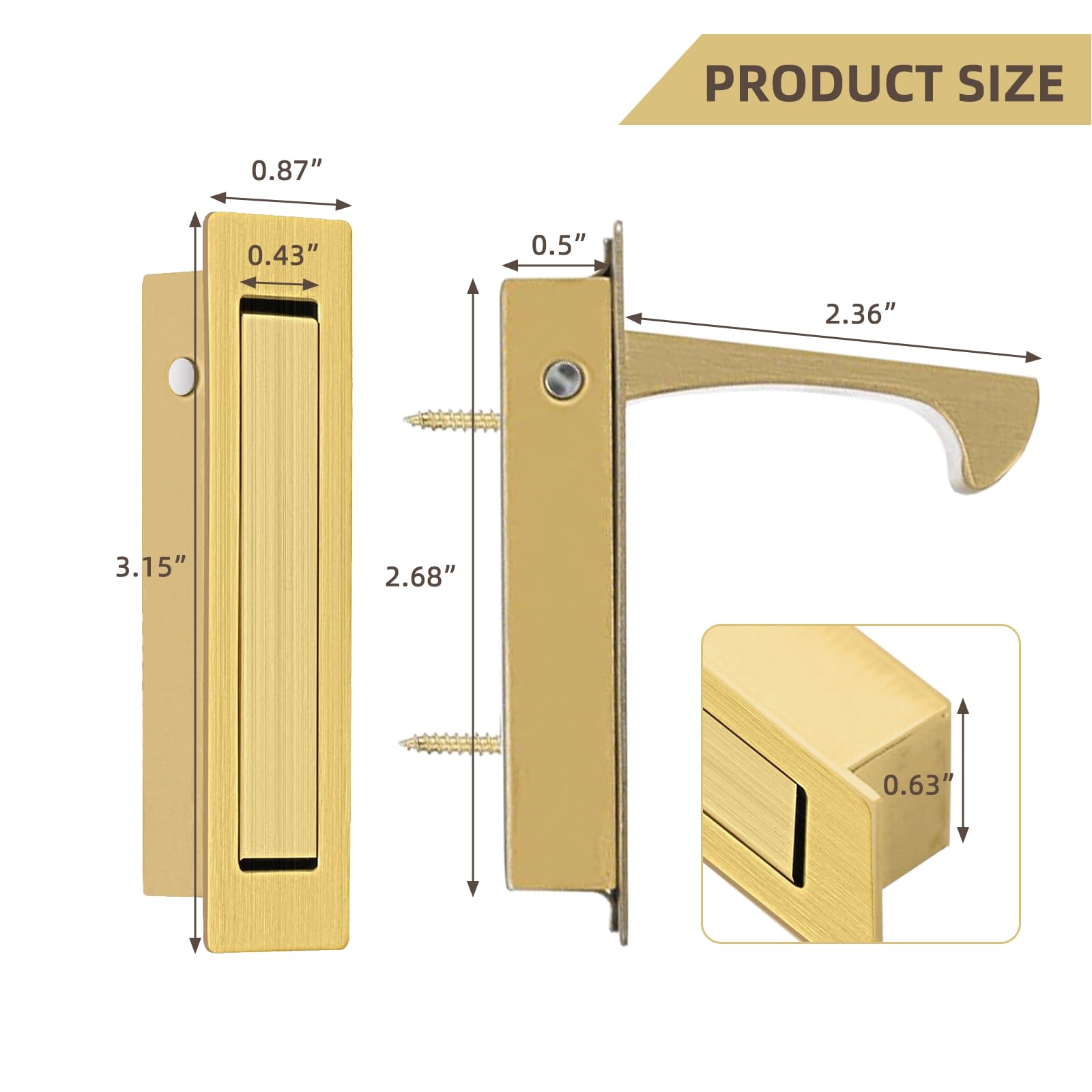 SenHarvest recessed finger pull brushed brass for discreet door access