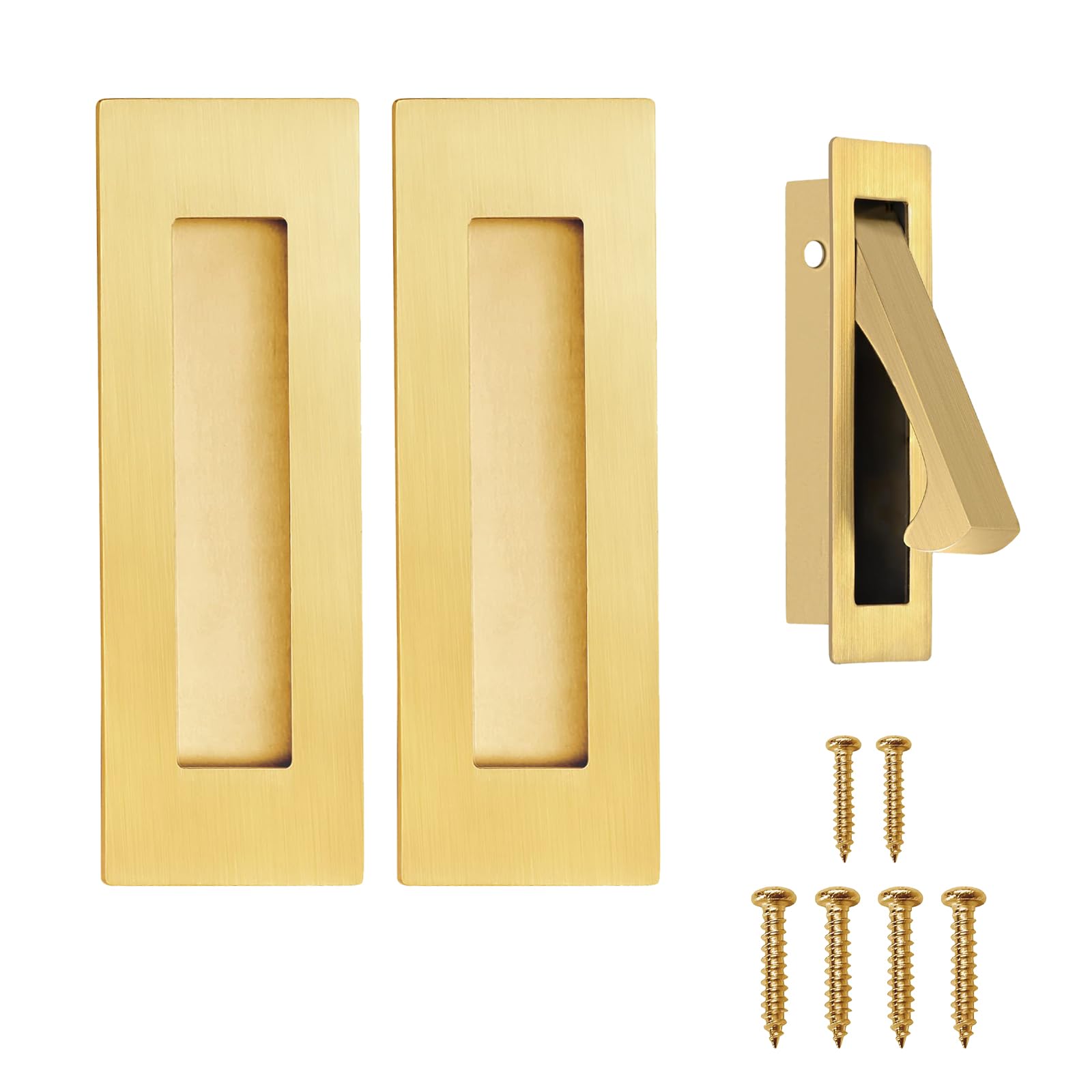 SenHarvest pocket door handle in brushed brass 6inch for smooth closet access