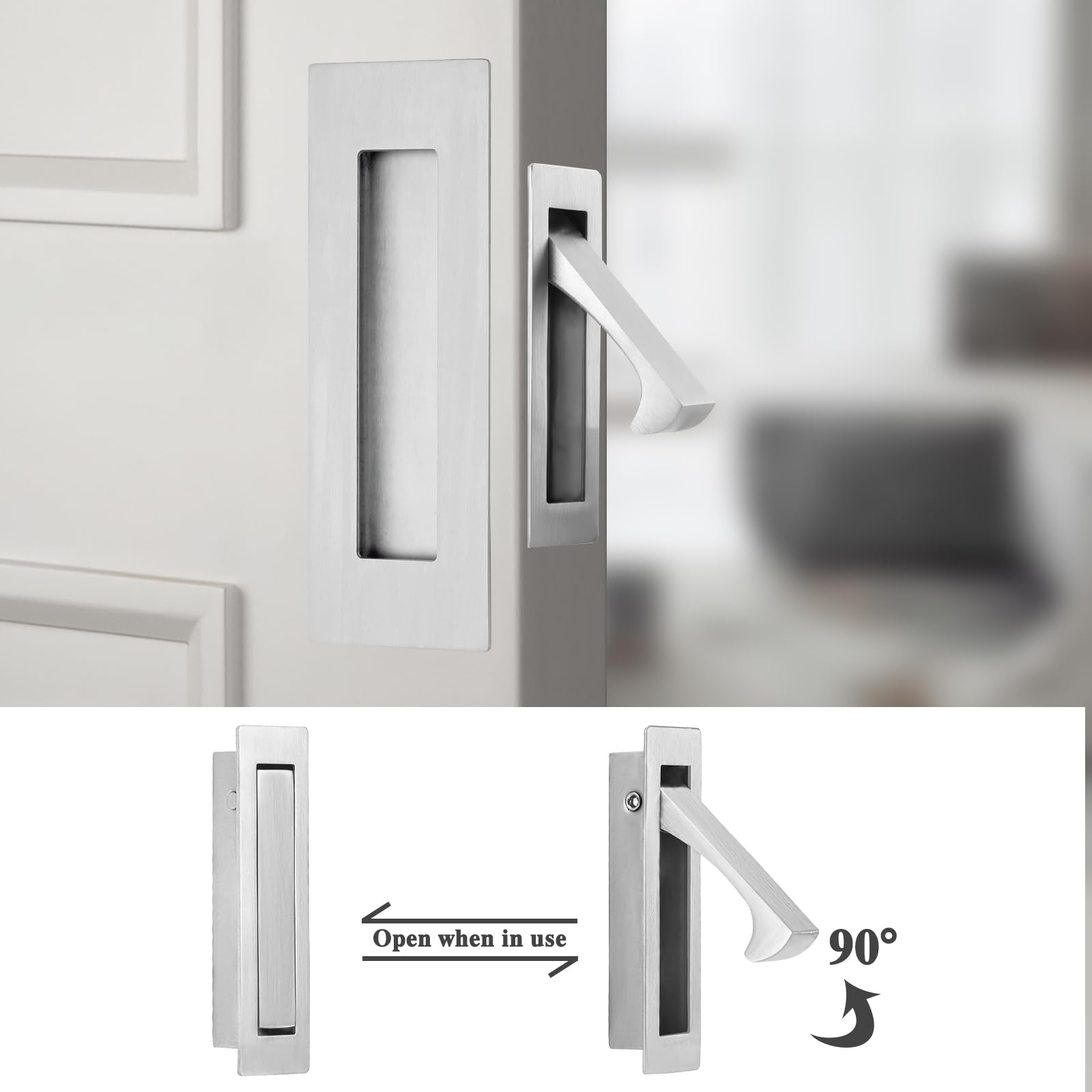 Senharvest wardrobe door hardware in brushed nickel finish.