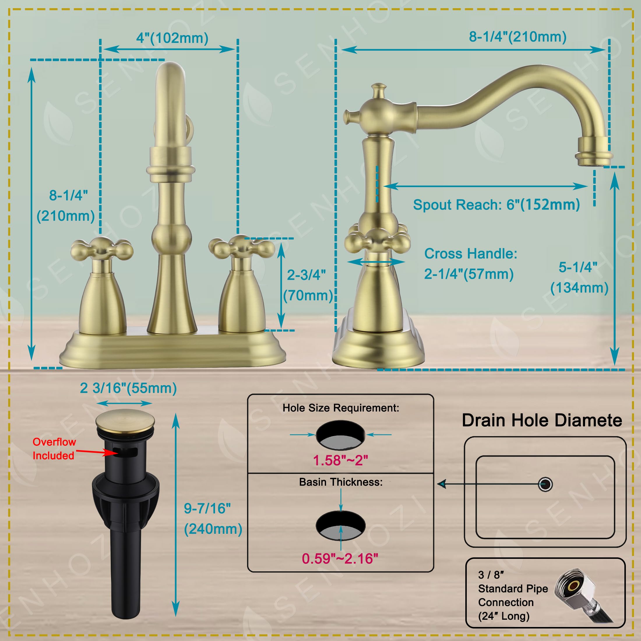 Senhozi SUS304 stainless steel construction ensures durability