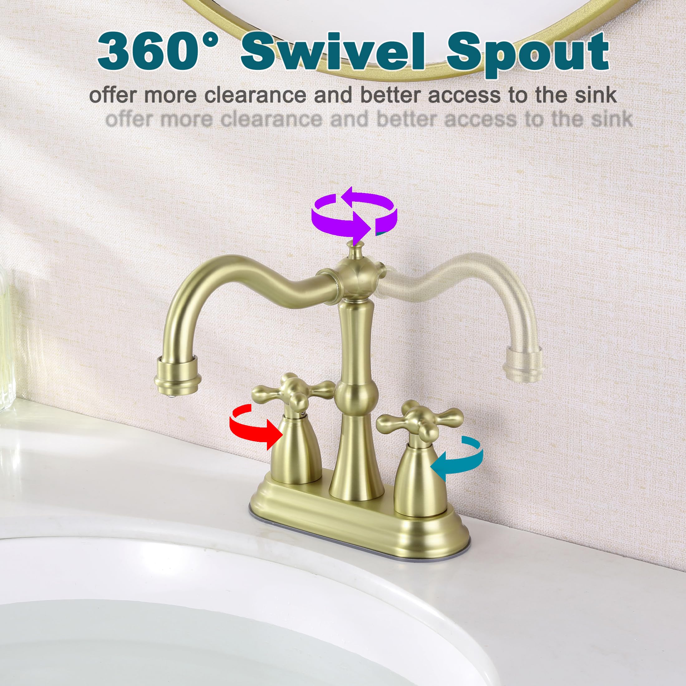 Senhozi brushed-gold centerset faucet suitable for easy installation