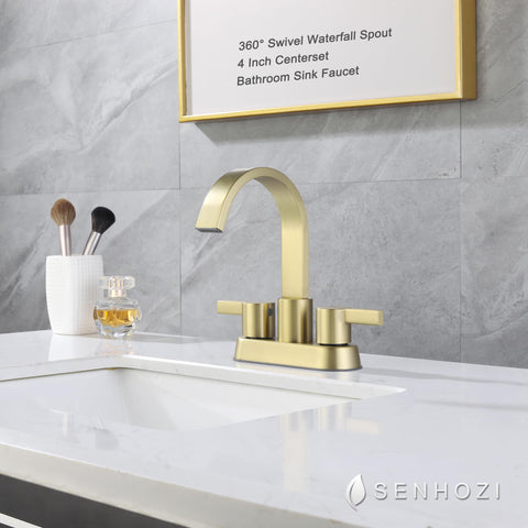 Senhozi SE-0048-BG 4-inch centerset assembly with included hardware for quick setup.