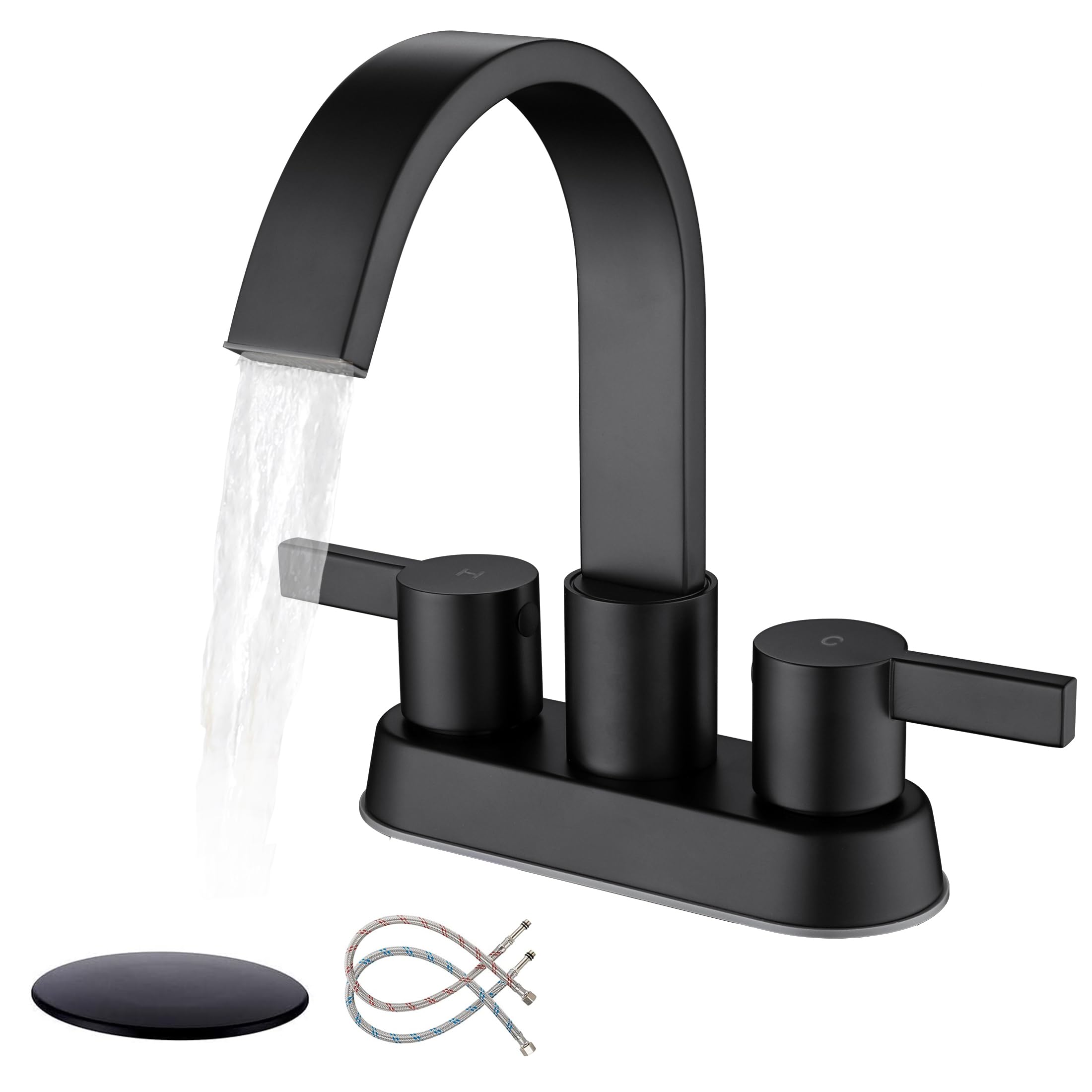 Senhozi matte black faucet spout with 360-degree reach for flexible use.