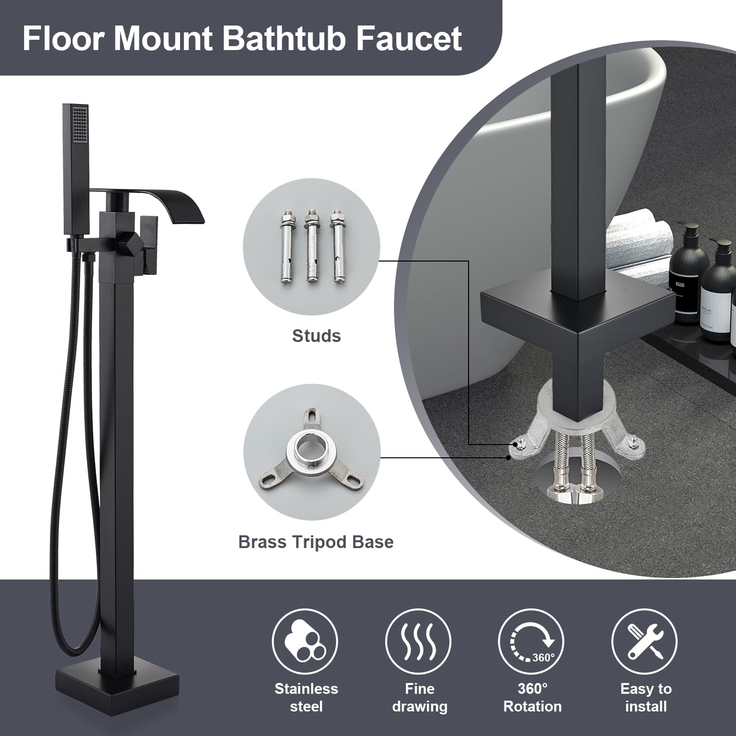 Senlesen 87 cm height tub faucet suits taller baths