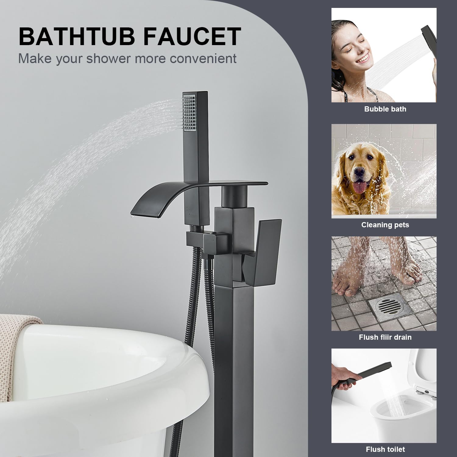 Senlesen brass tub faucet with matte black finish blends durability and style