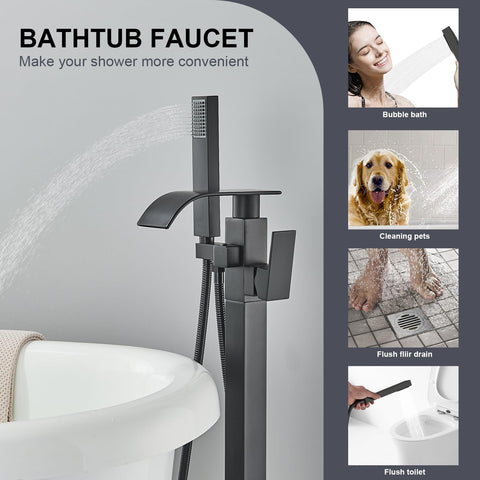 Senlesen brass tub faucet with matte black finish blends durability and style