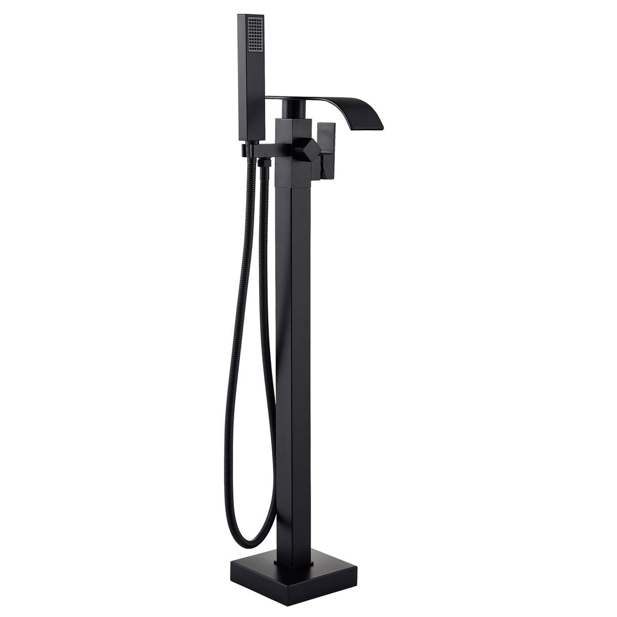 Senlesen matte black freestanding tub faucet for a sleek modern bathroom