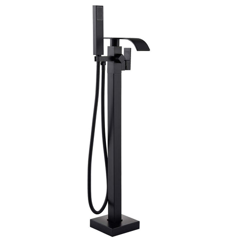 Senlesen matte black freestanding tub faucet for a sleek modern bathroom